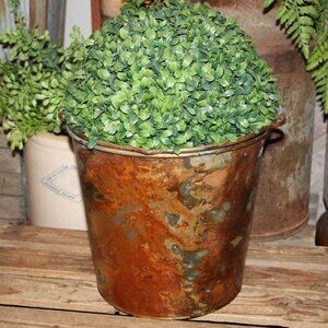 Large Rusty Galvanized Metal Rustic Farmhouse Bucket Pail Planter